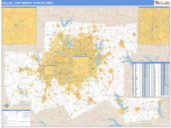 Dallas Fort Worth Wall Map Basic Style 2024